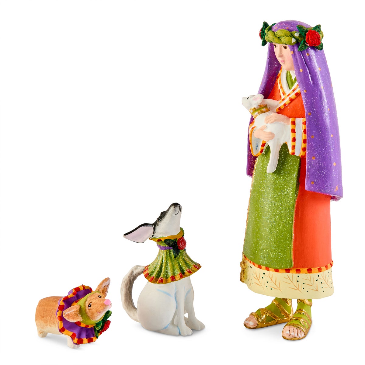 Patience Brewster Nativity Shepherdess with Dog Figures