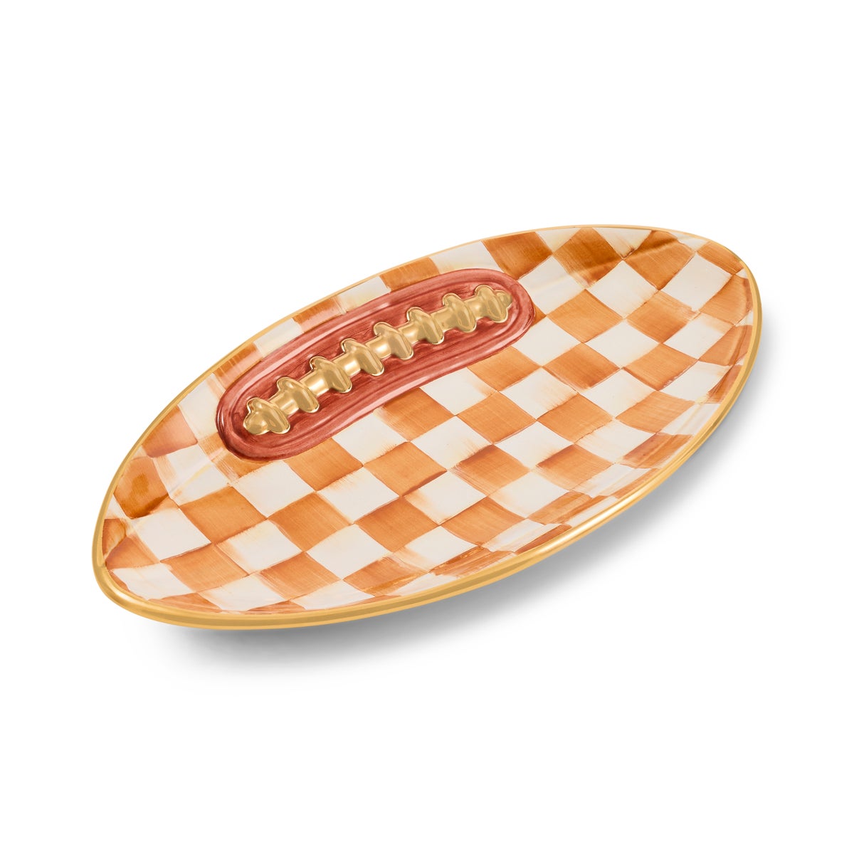 Ginger Check Ceramic Football Platter - Image 7