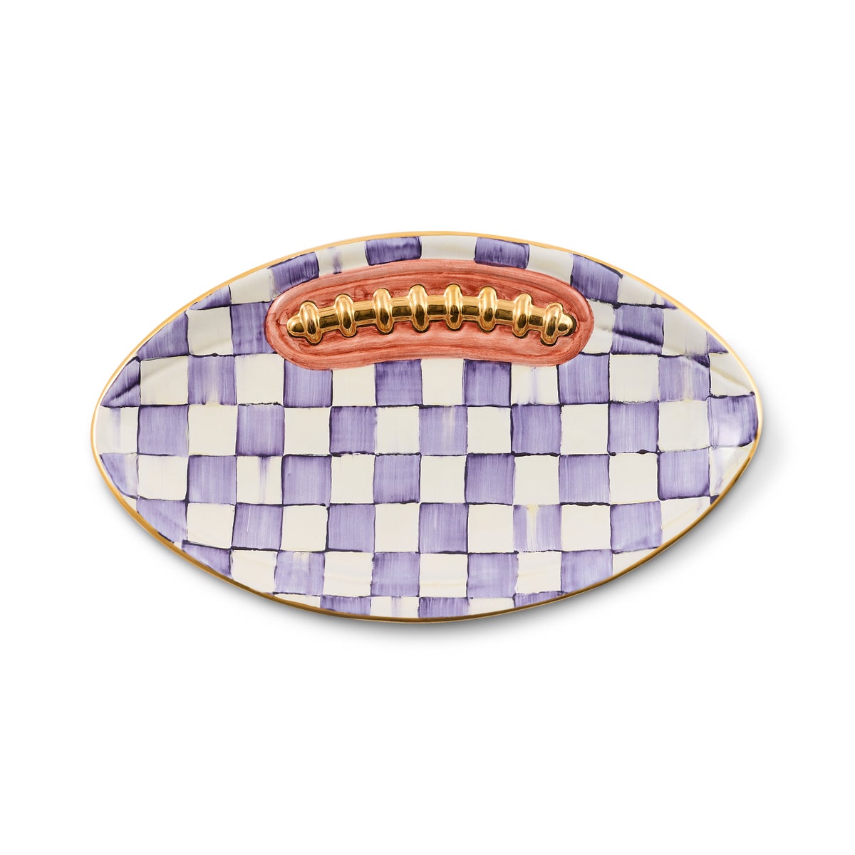 Violet Check Football Platter