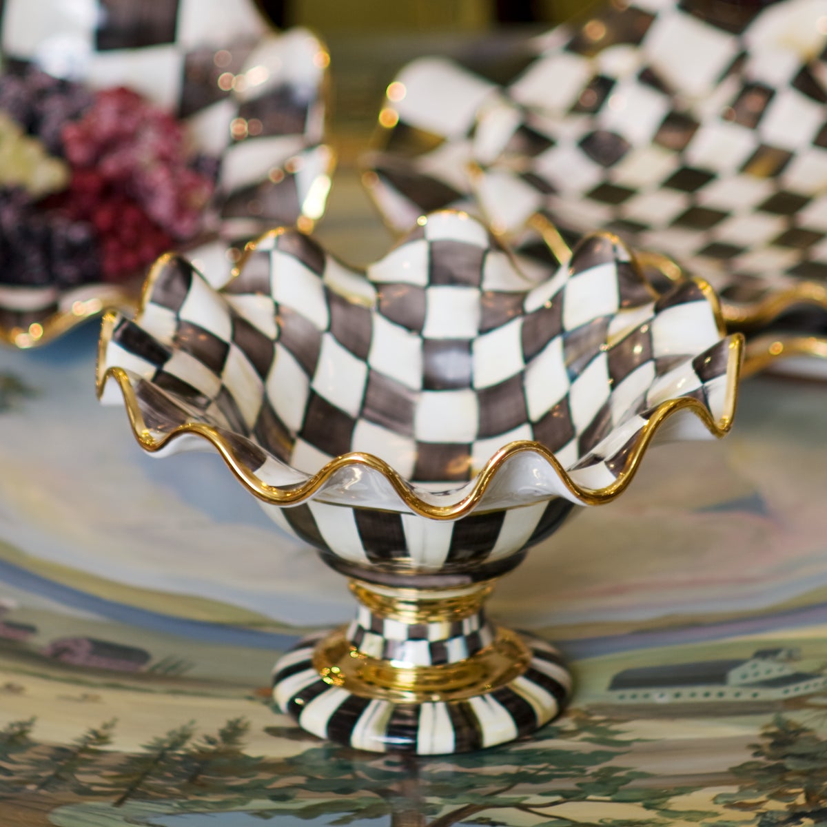 Courtly Check Ceramic Compote - Image 2