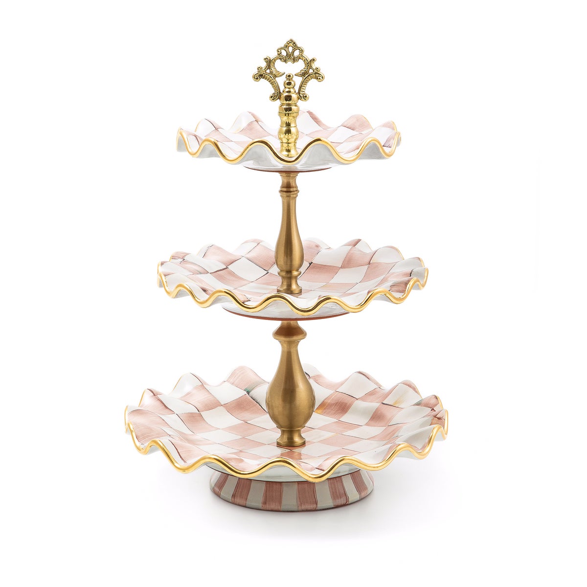 Rosy Check Ceramic Three Tier Sweet Stand - Image 2