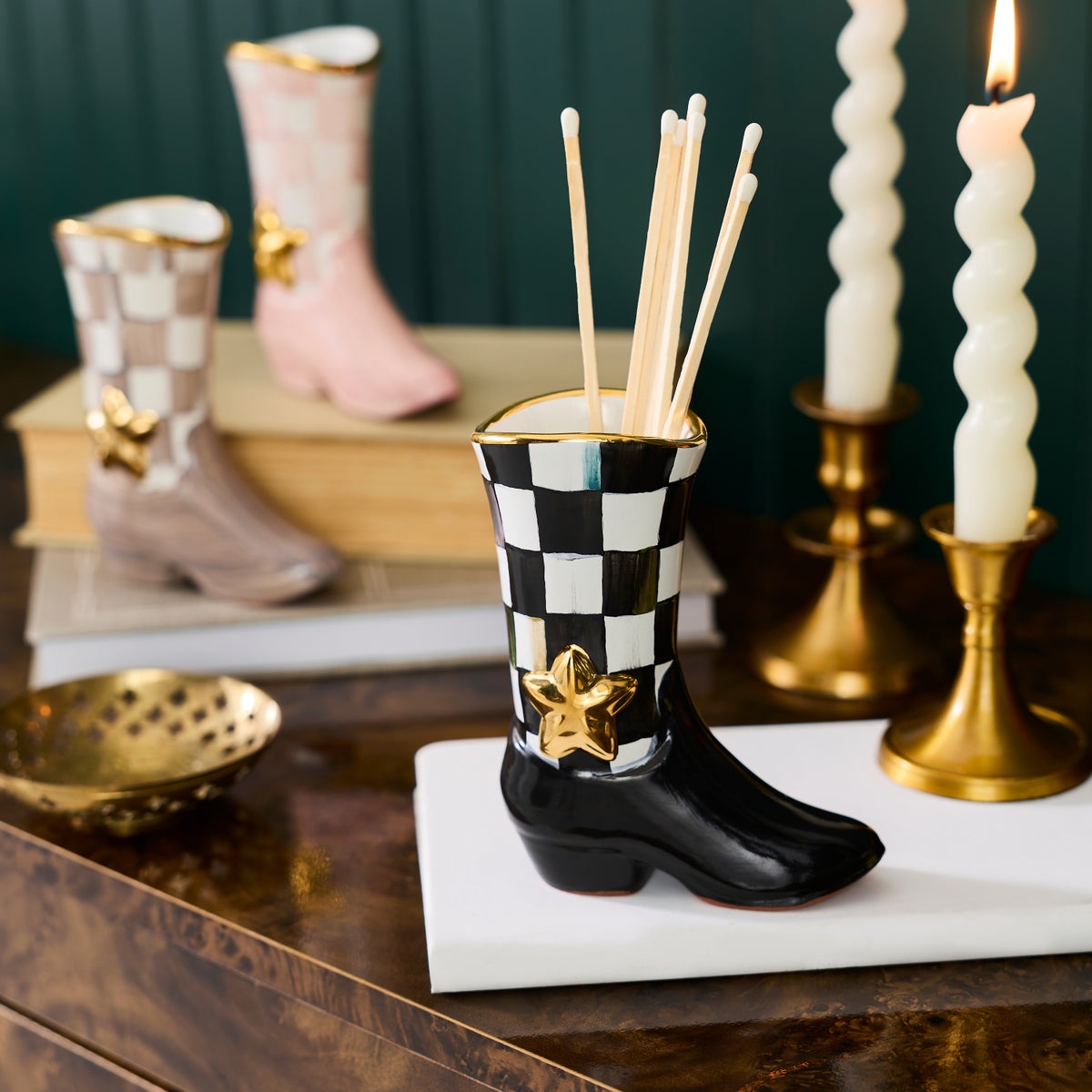 Lainey Wilson Courtly Check Cowgirl Boot Bud Vase - Image 2