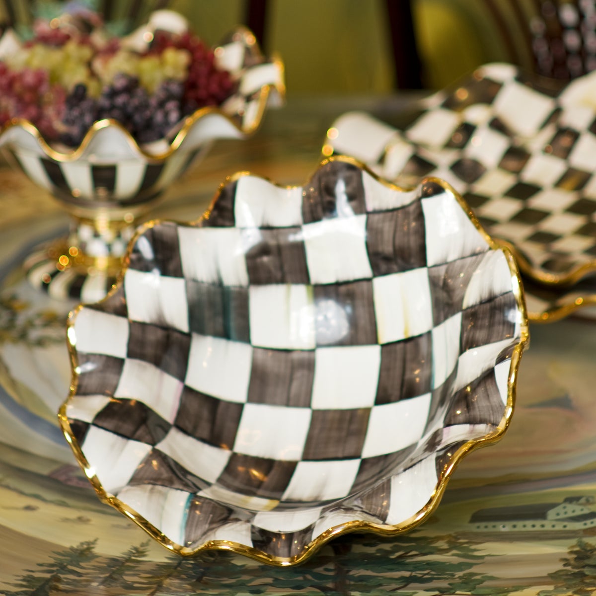 Courtly Check Medium Ceramic Fluted Serving Bowl - Image 2