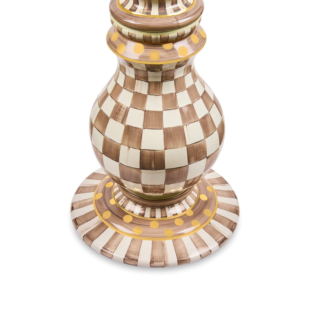 Mocha Check Ceramic Floor Lamp - Image 3