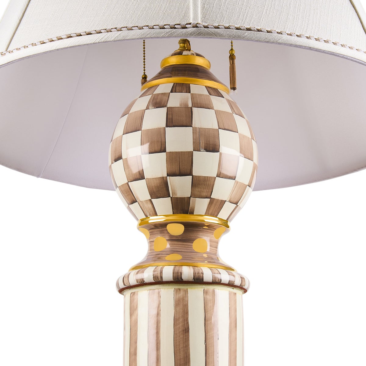 Mocha Check Ceramic Floor Lamp - Image 5