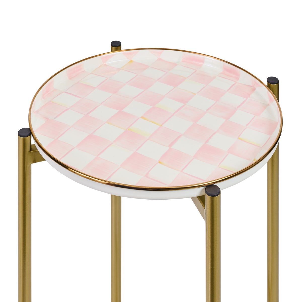 Rosy Check Enamel 2-Tier Cocktail Table - Image 3