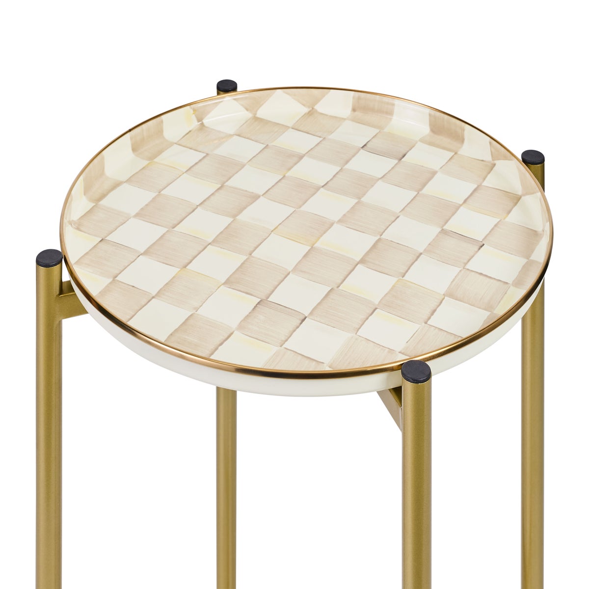 Mocha Check Enamel 2-Tier Cocktail Table - Image 3