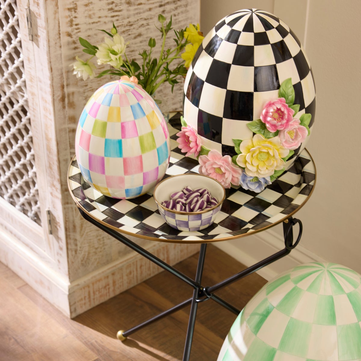 Courtly Check Enamel Tilt Accent Table - Image 2