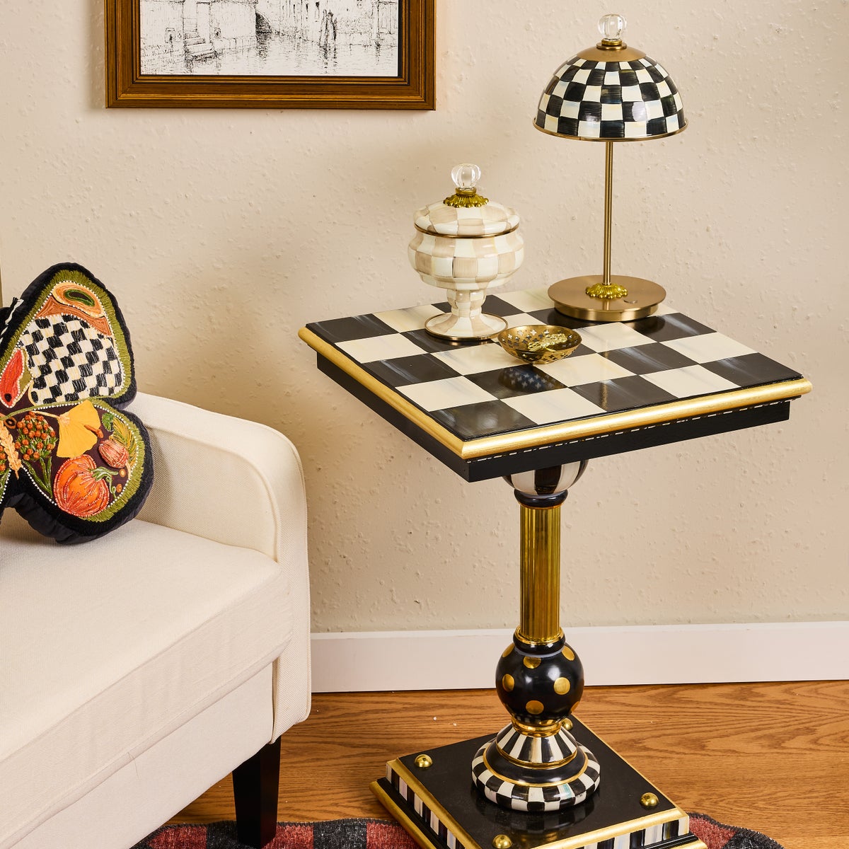 Courtly Brass & Ceramic Accent Table - Image 2
