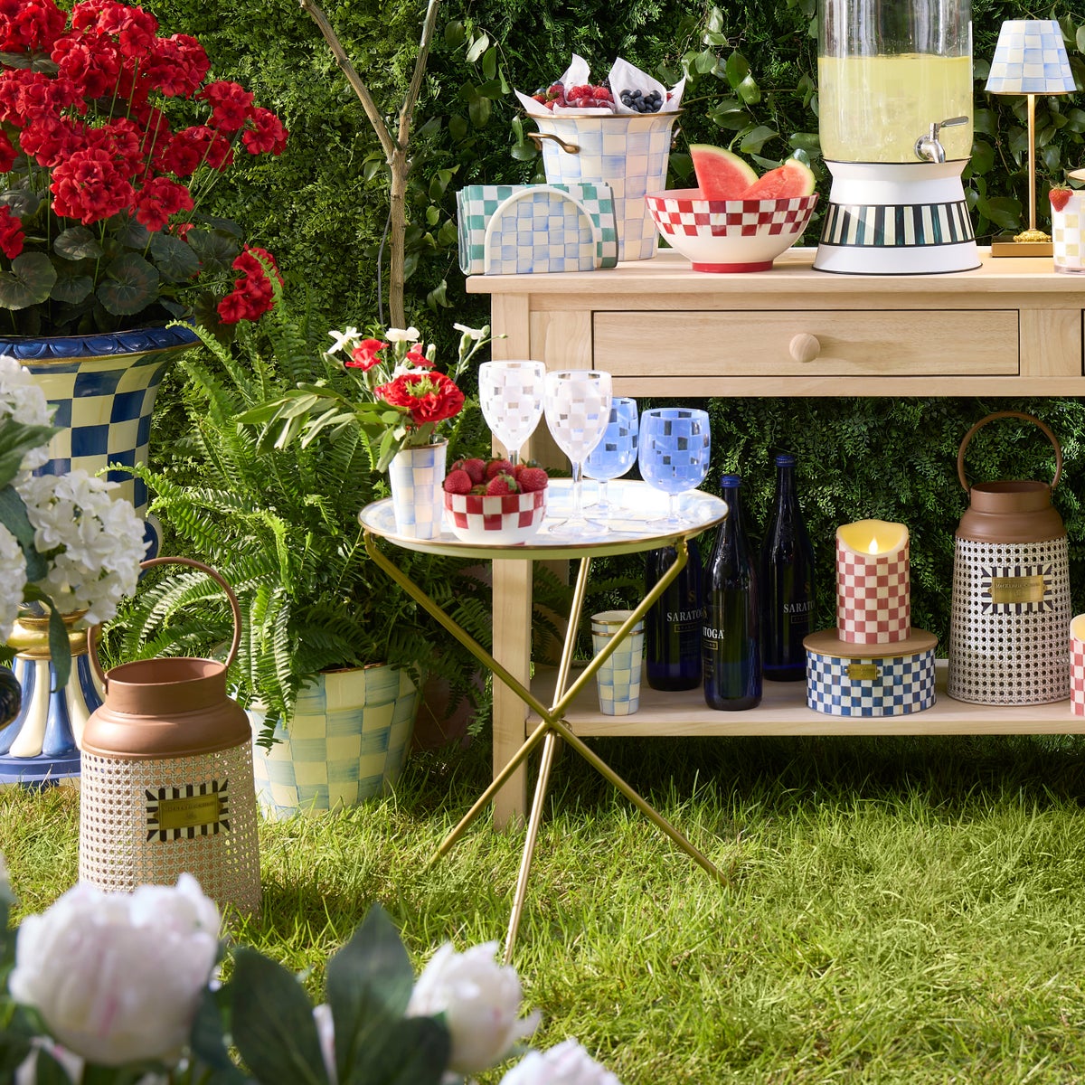 Sky Check Enamel Tilt Accent Table - Image 2