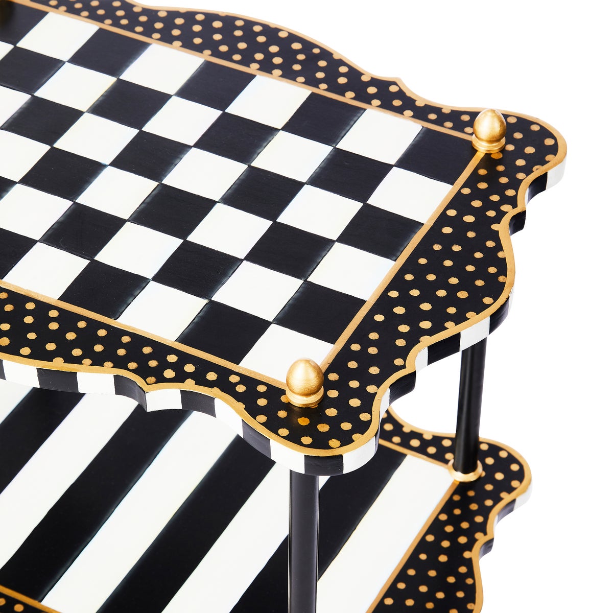 Black & White Check and Stripe 3 Tier Table - Image 4