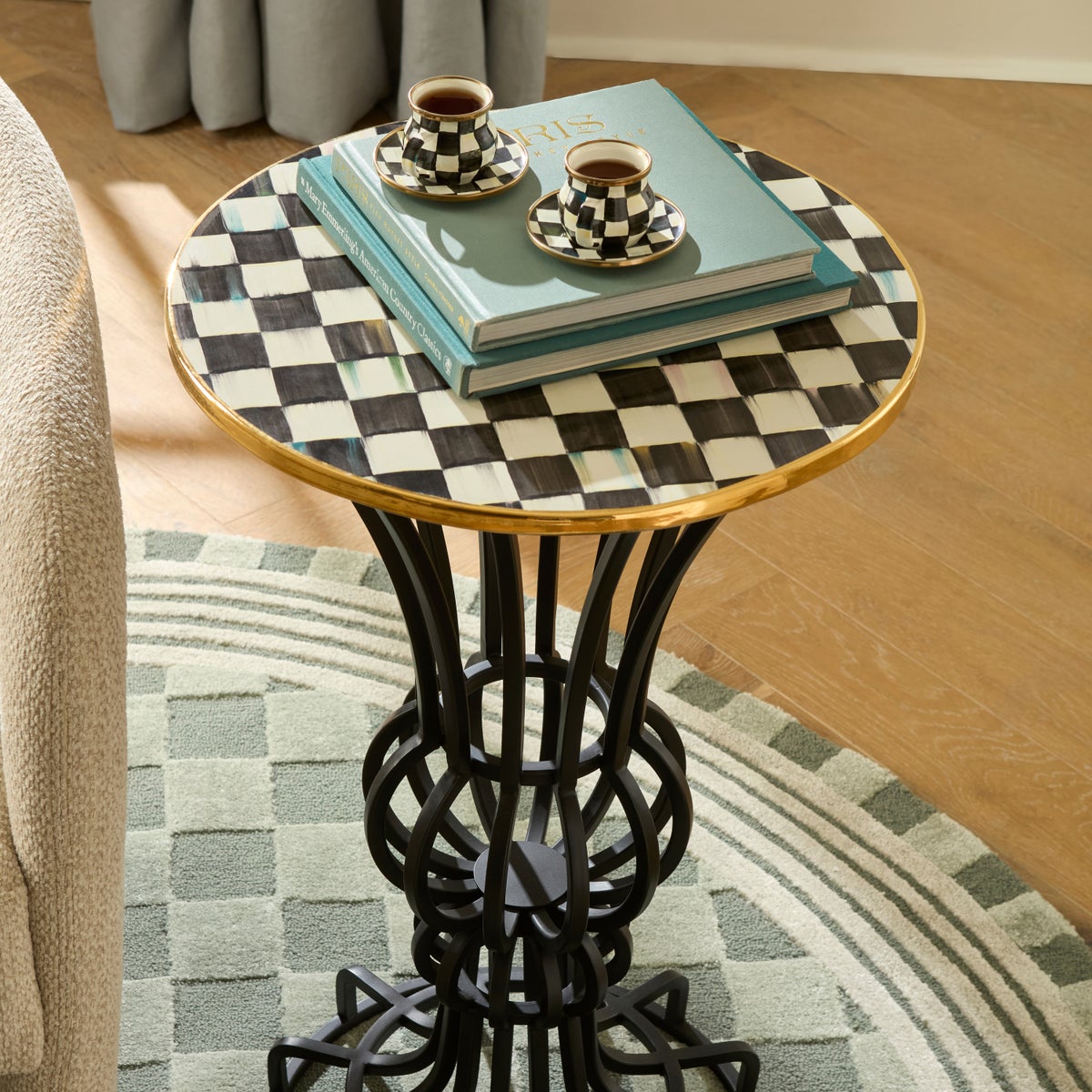 Courtly Check Pedestal Accent Table - Image 5