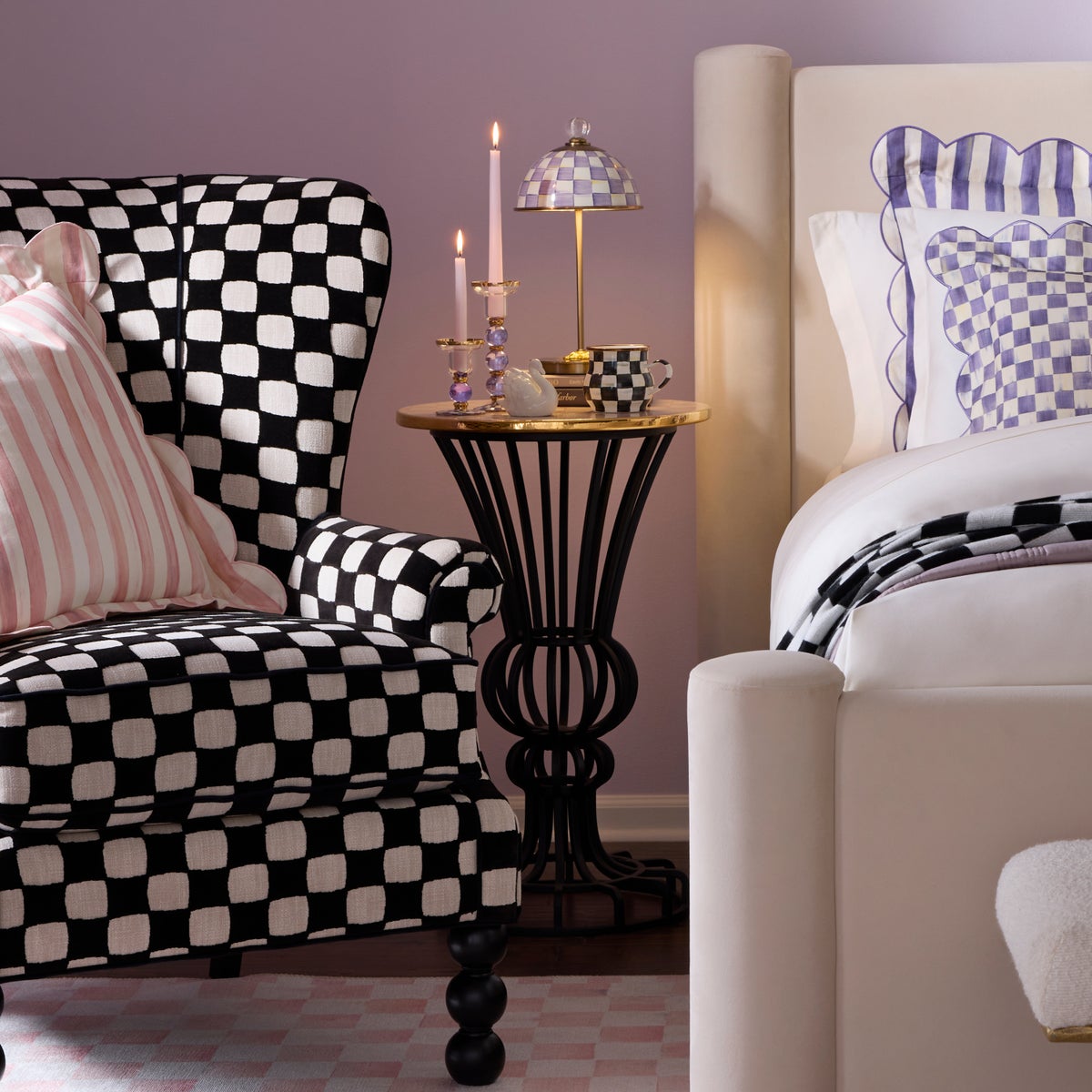 Rosy Check Pedestal Accent Table - Image 2