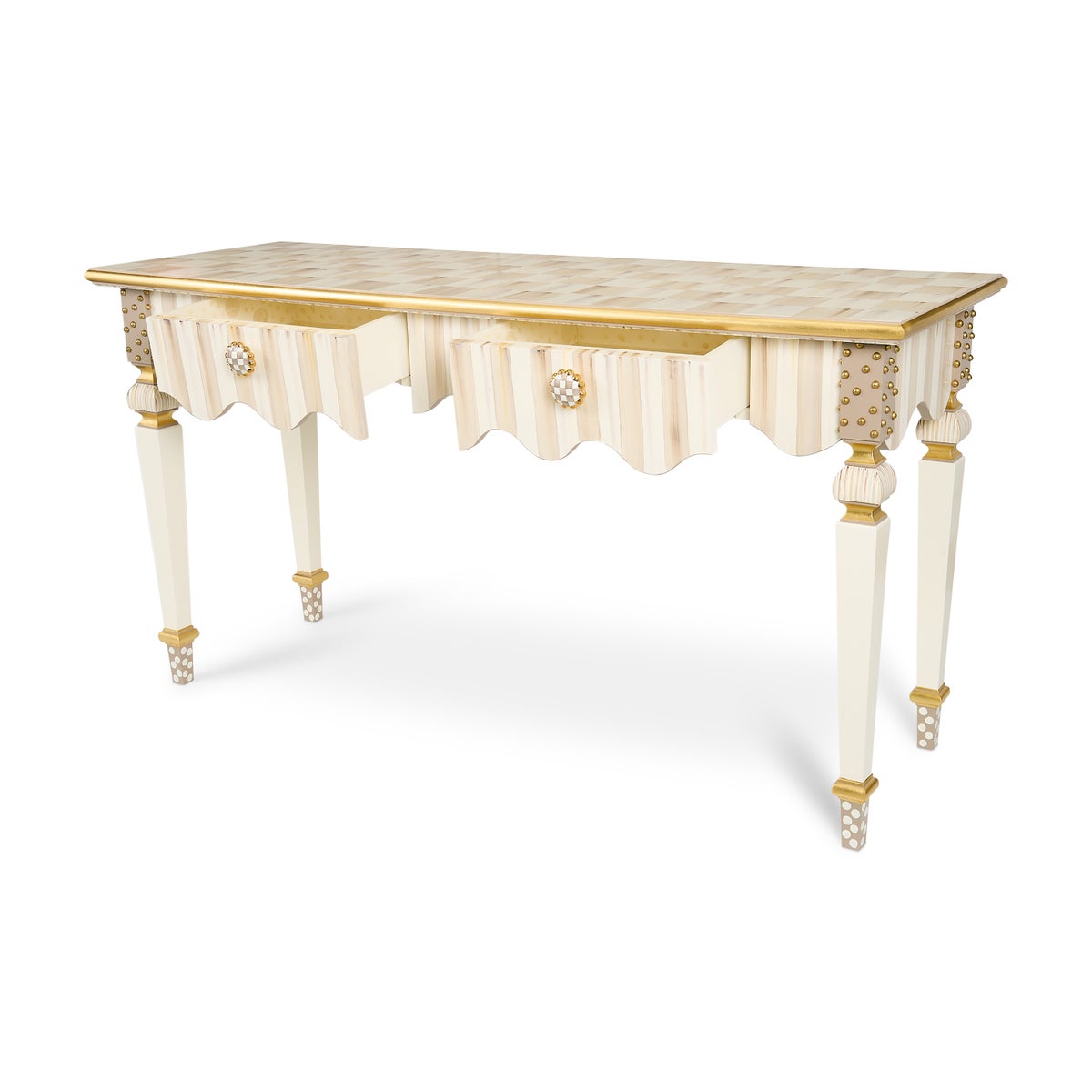 Mocha Check & Stripe Console Table - Image 2