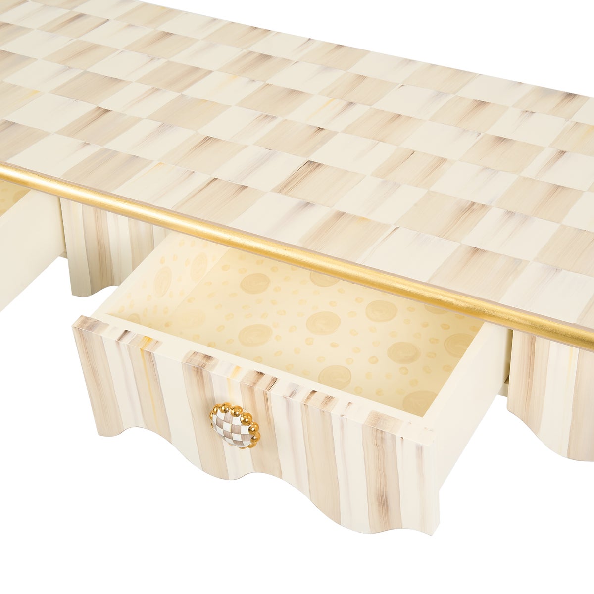 Mocha Check & Stripe Console Table - Image 3