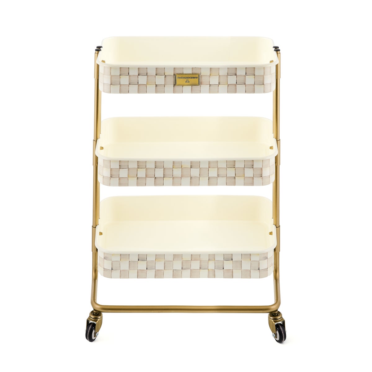 Mocha Check 3-Tier Kitchen Cart