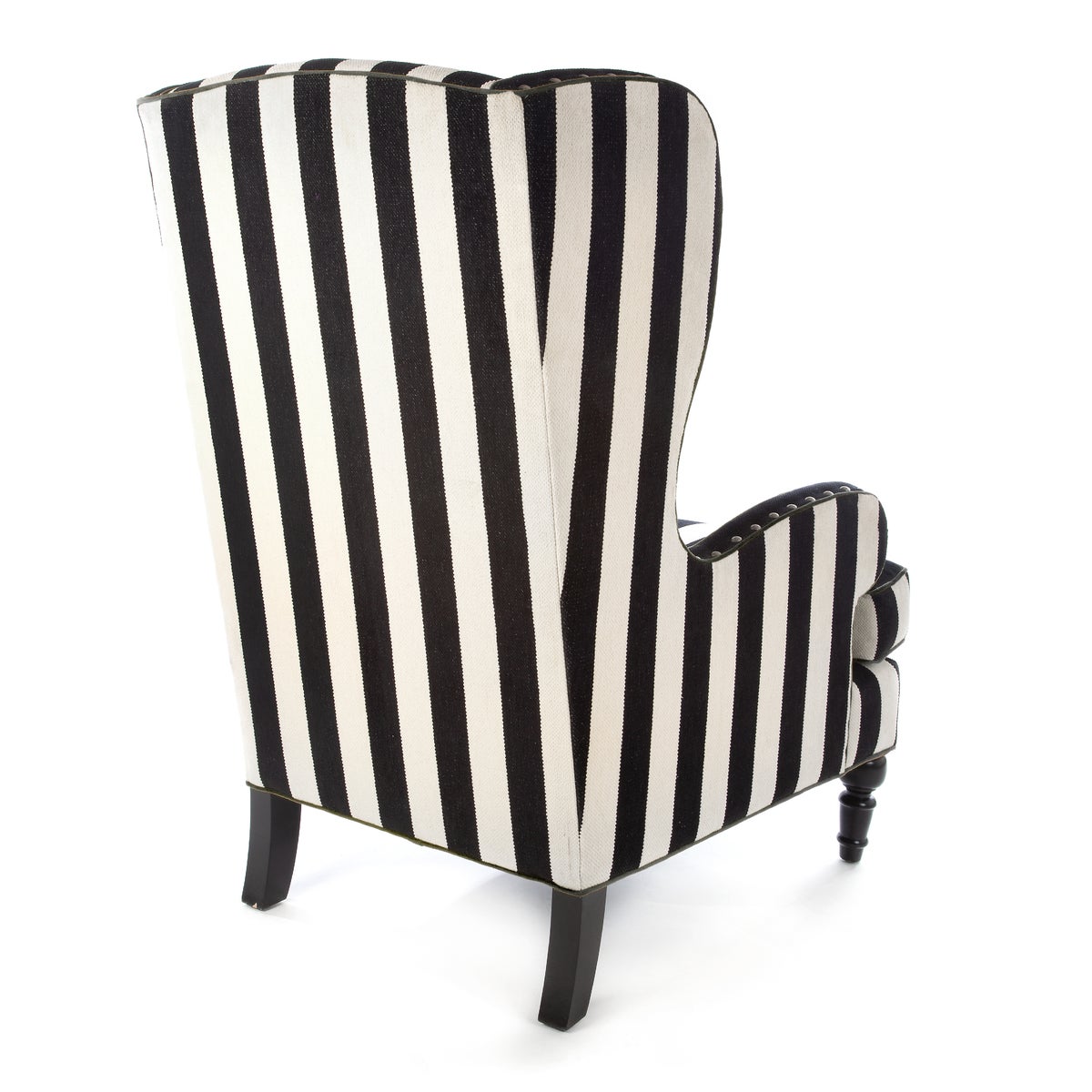 Marquee Black Stripe Chenille Wing Chair - Image 4