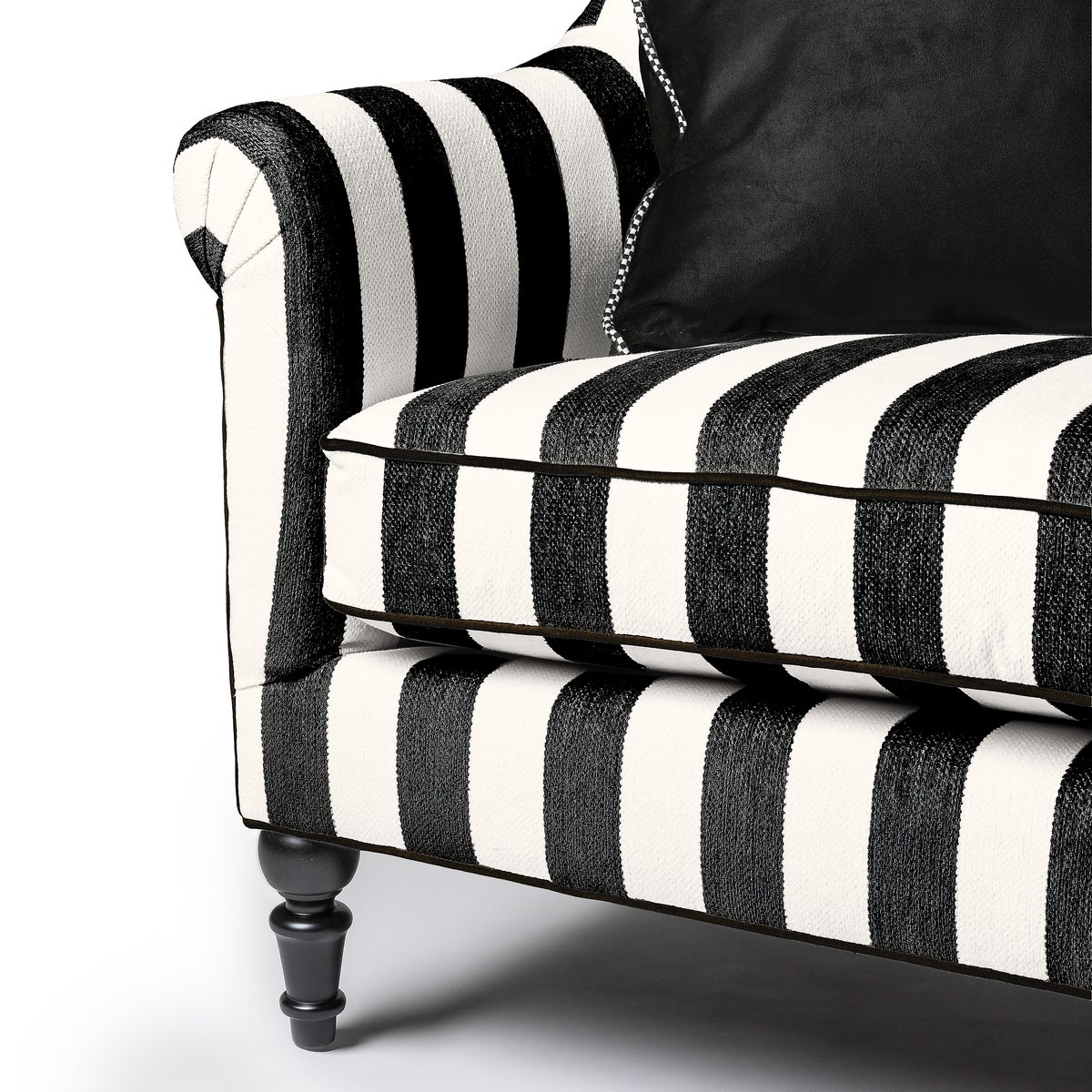 Marquee Black Stripe Chenille Sofa - Image 5