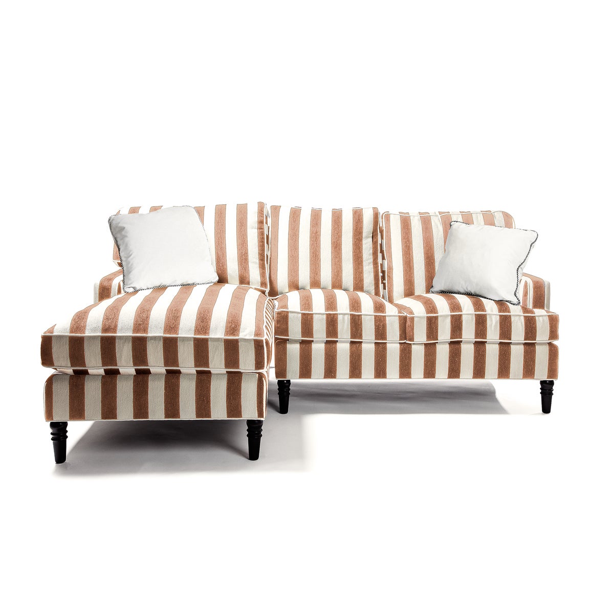 Marquee Brown Stripe 2-Piece Left Arm Chaise Sectional