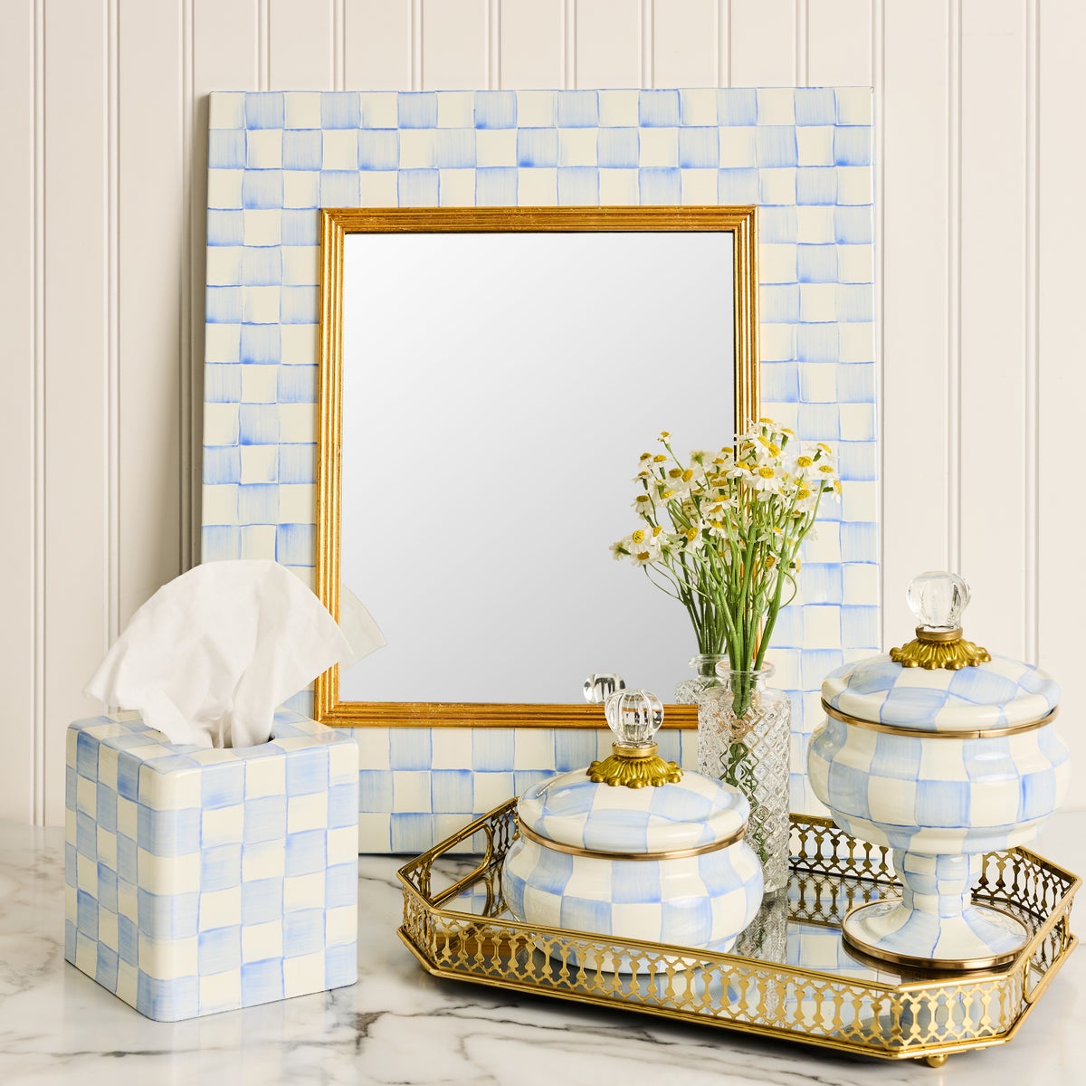 Sky Check Enamel Wall Mirror - Image 2