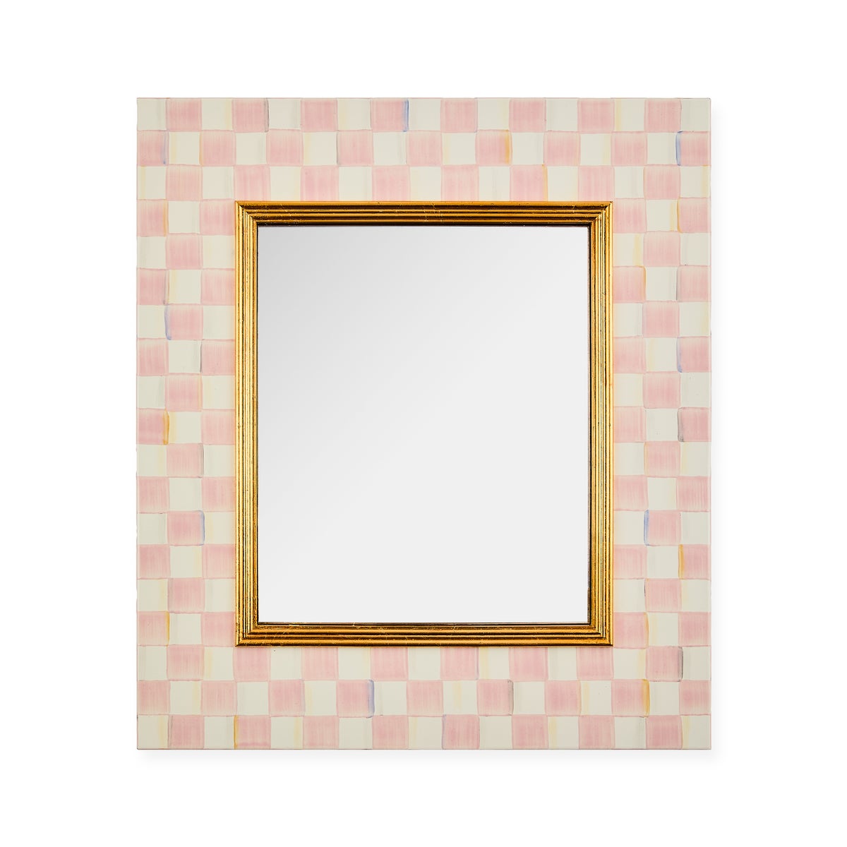 Rosy Check Enamel Wall Mirror