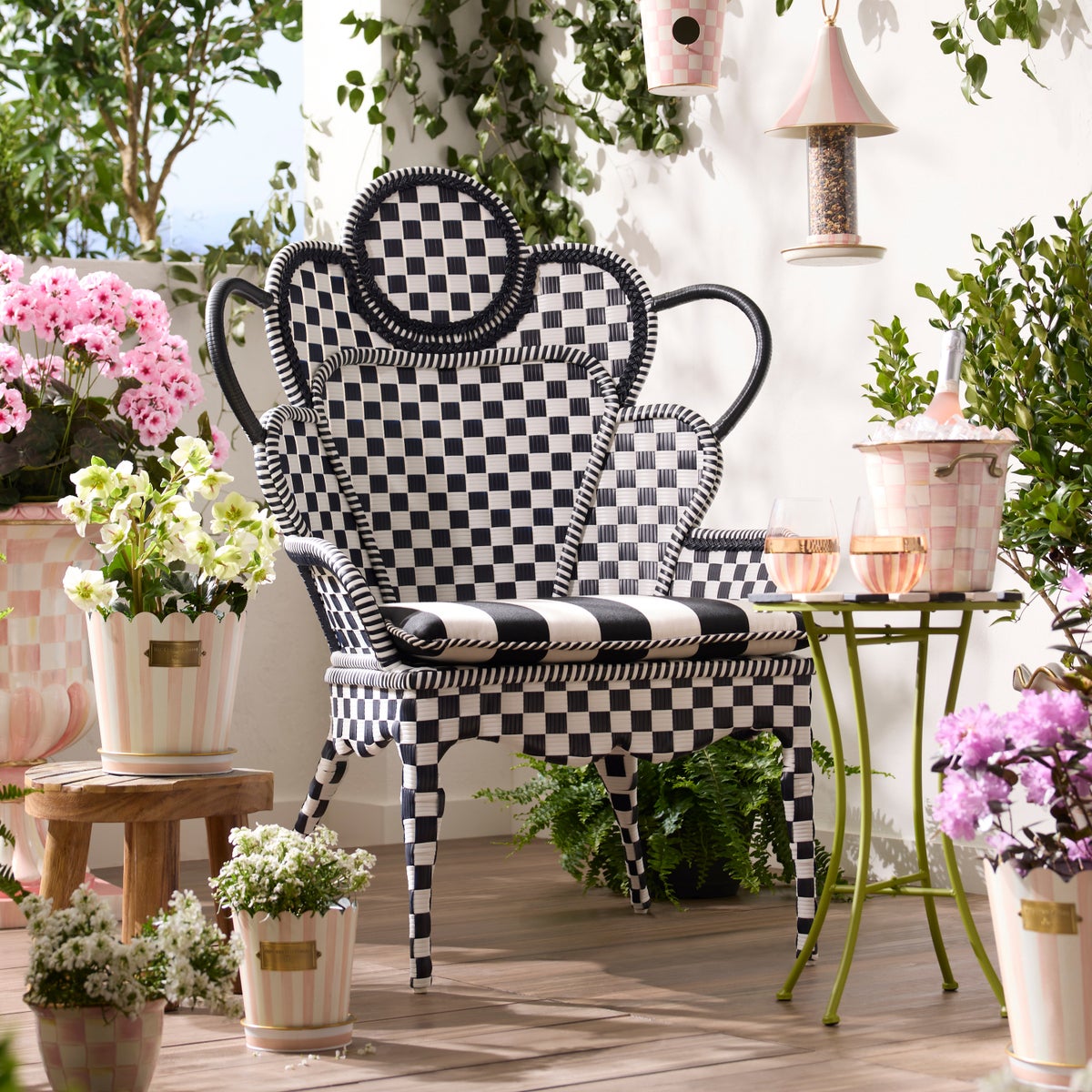 Gambit Check Outdoor Wing Chair - Image 2