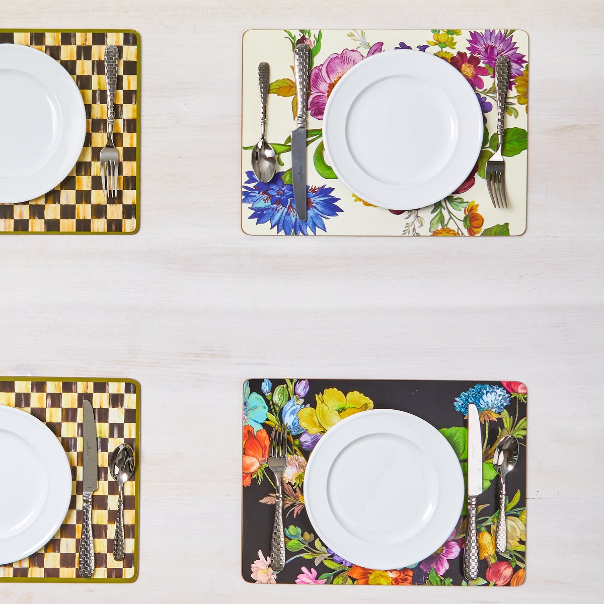 White Flower Market Placemats, Set of 4 - Image 3