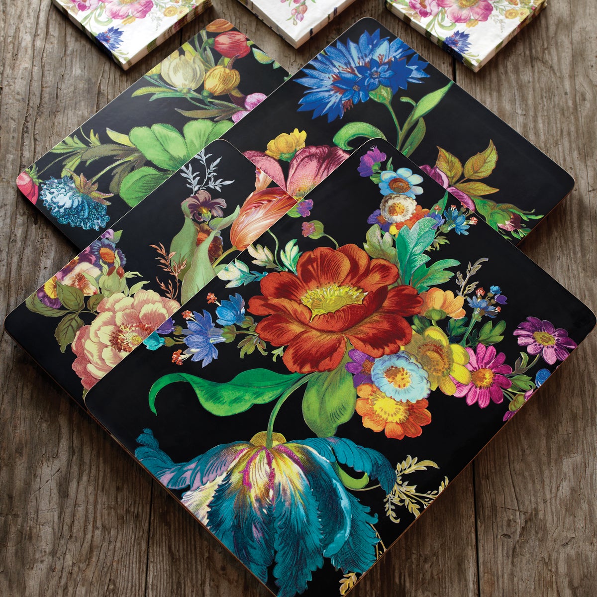 Black Flower Market Placemats, Set of 4 - Image 8