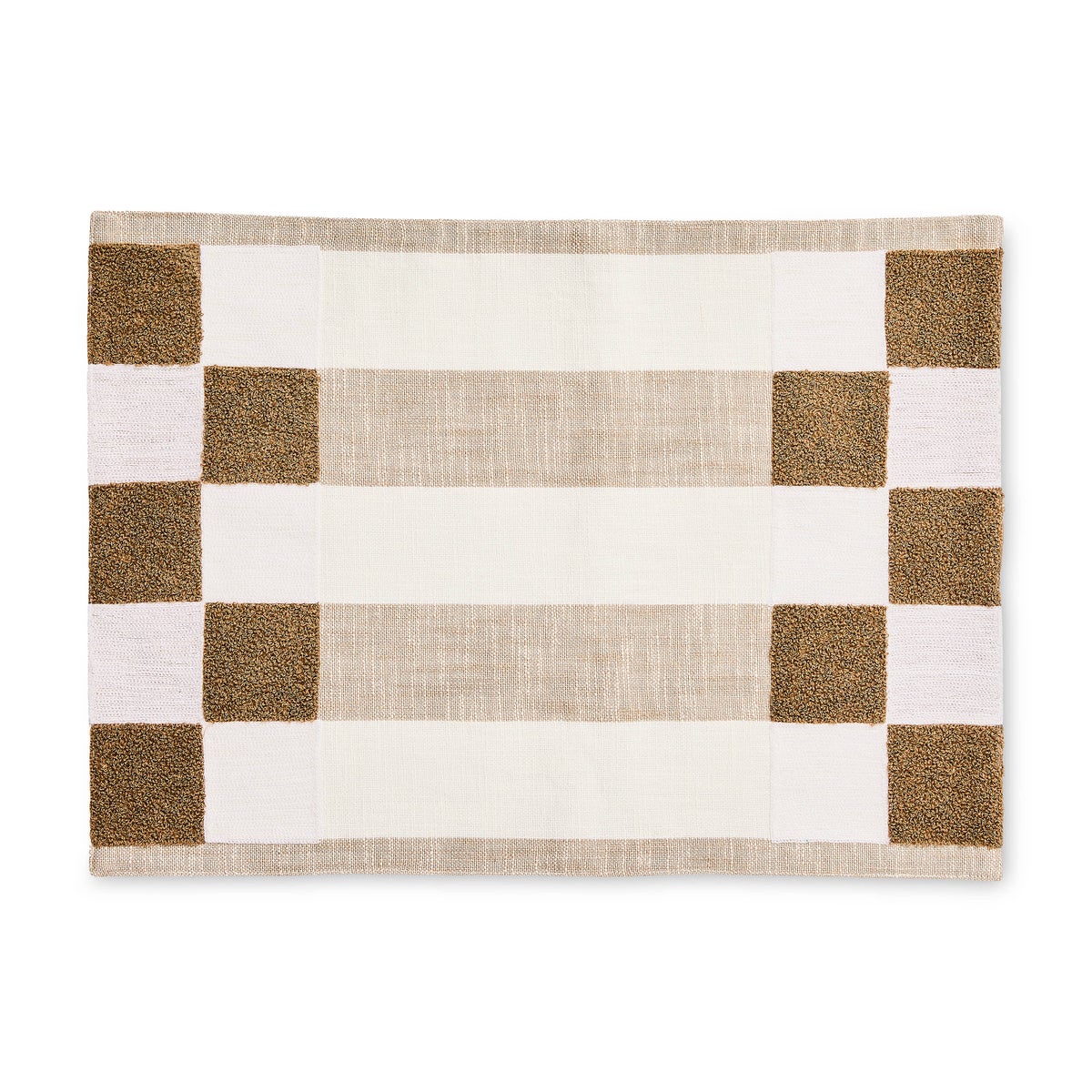 Flax Checks and Stripes Placemats, Set of 4