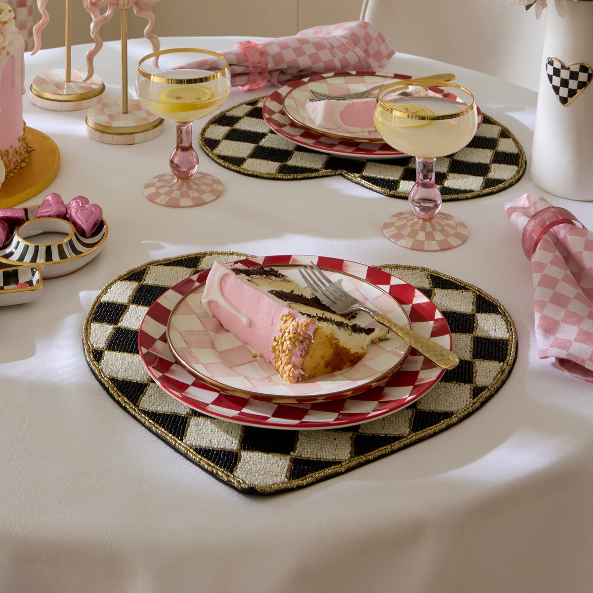 Black and White Check Heart Shaped Placemat - Image 2