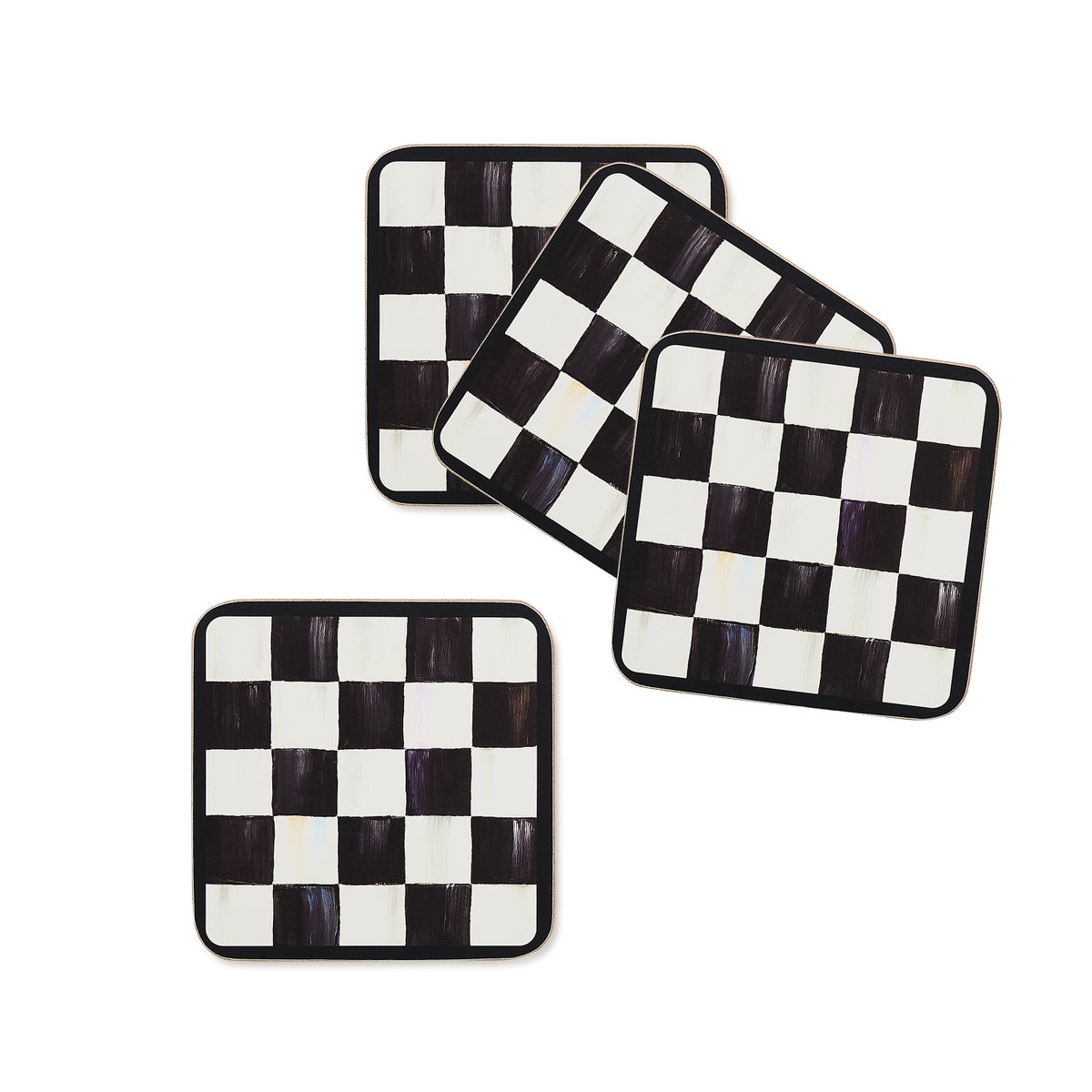 Courtly Checked Cork Back Coasters, Set of 4
