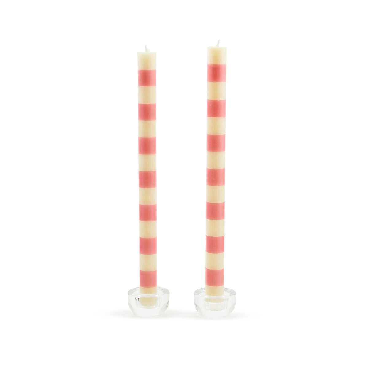 Bands Pink Dinner Candles, Set of 2