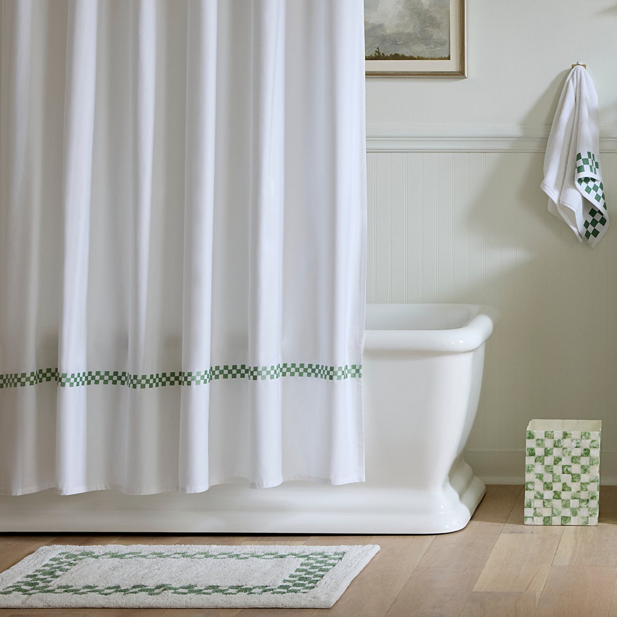 Sage Green Check Hotel Bath Rug - Image 2