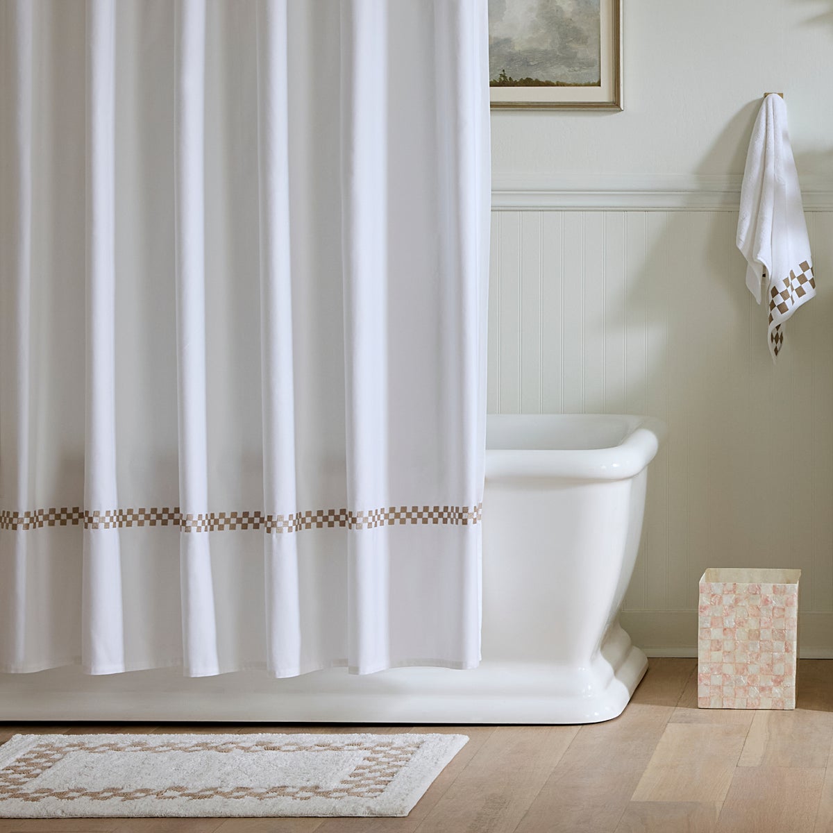 Mocha Check Hotel Bath Rug - Image 2