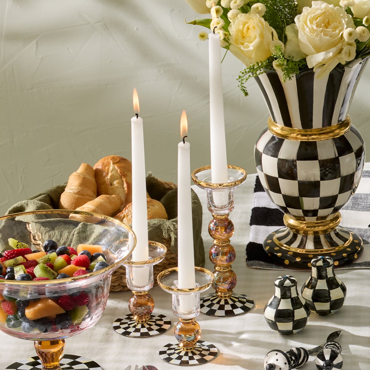 Courtly Check Small Glass Candlestick - Image 4