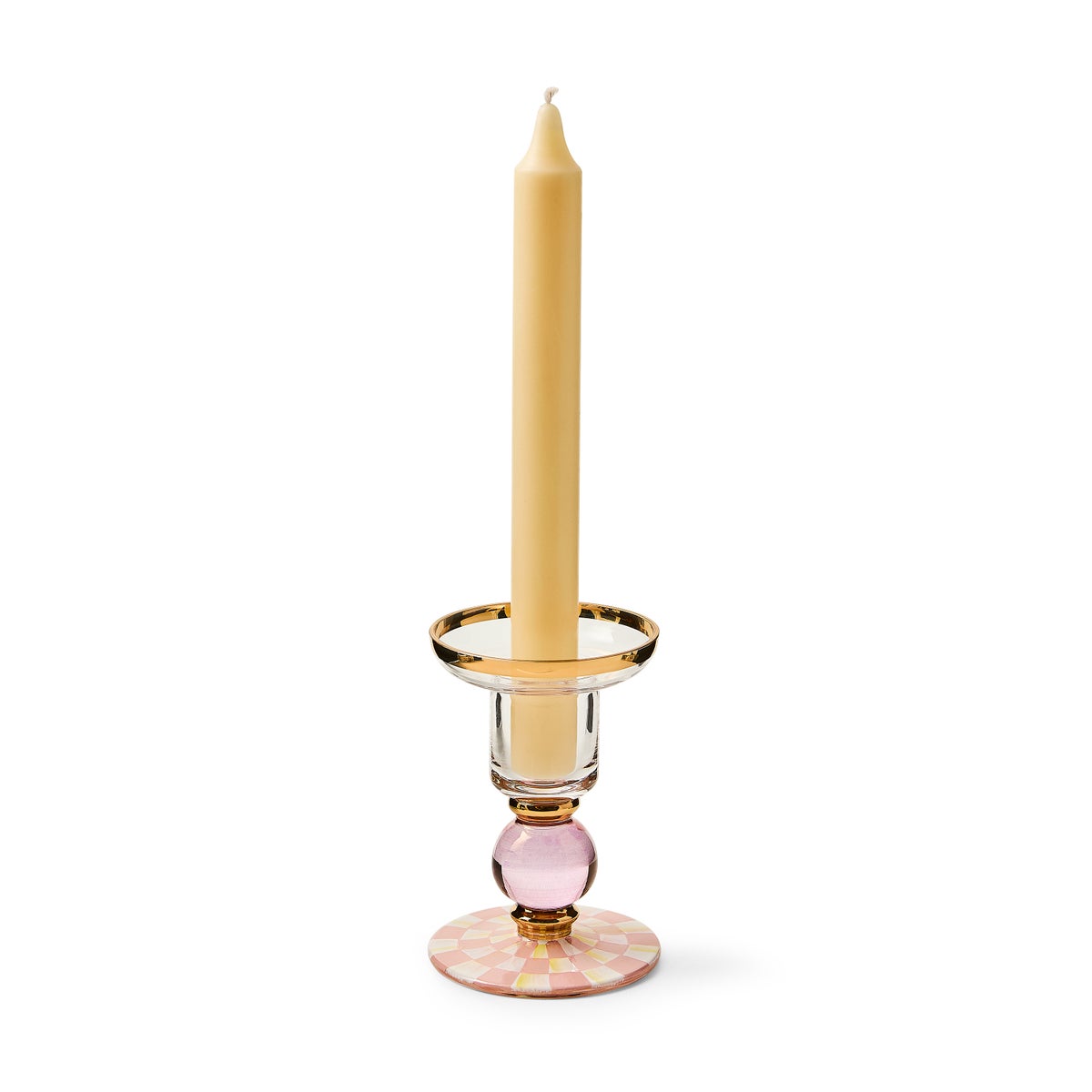 Rosy Check Small Glass Candlestick - Image 2