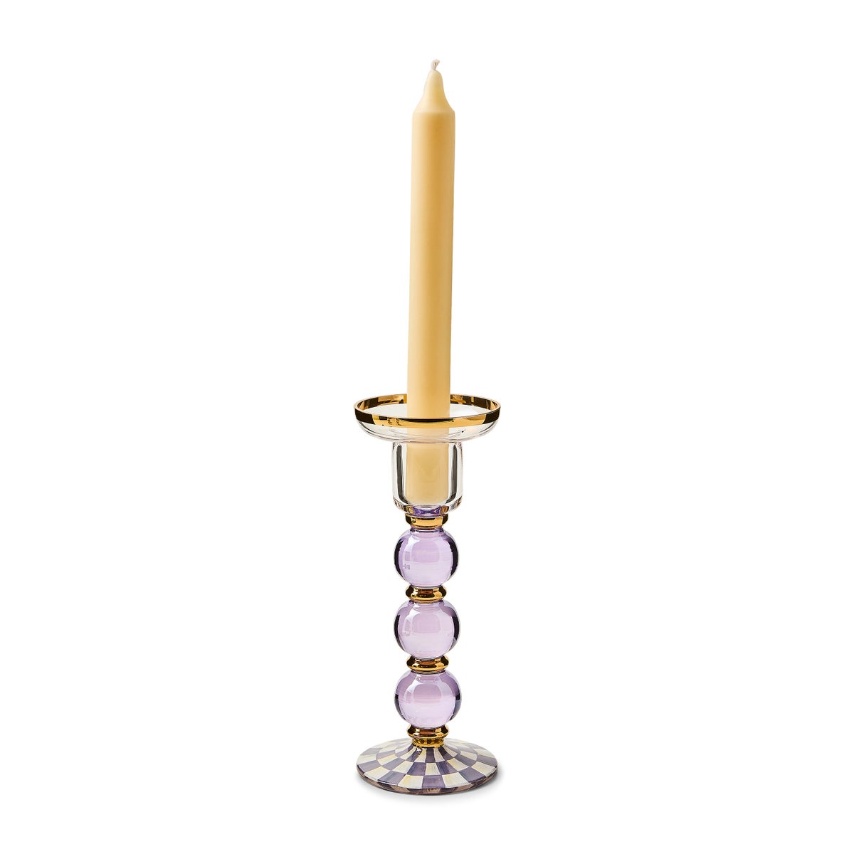 Violet Check Large Glass Candlestick - Image 3