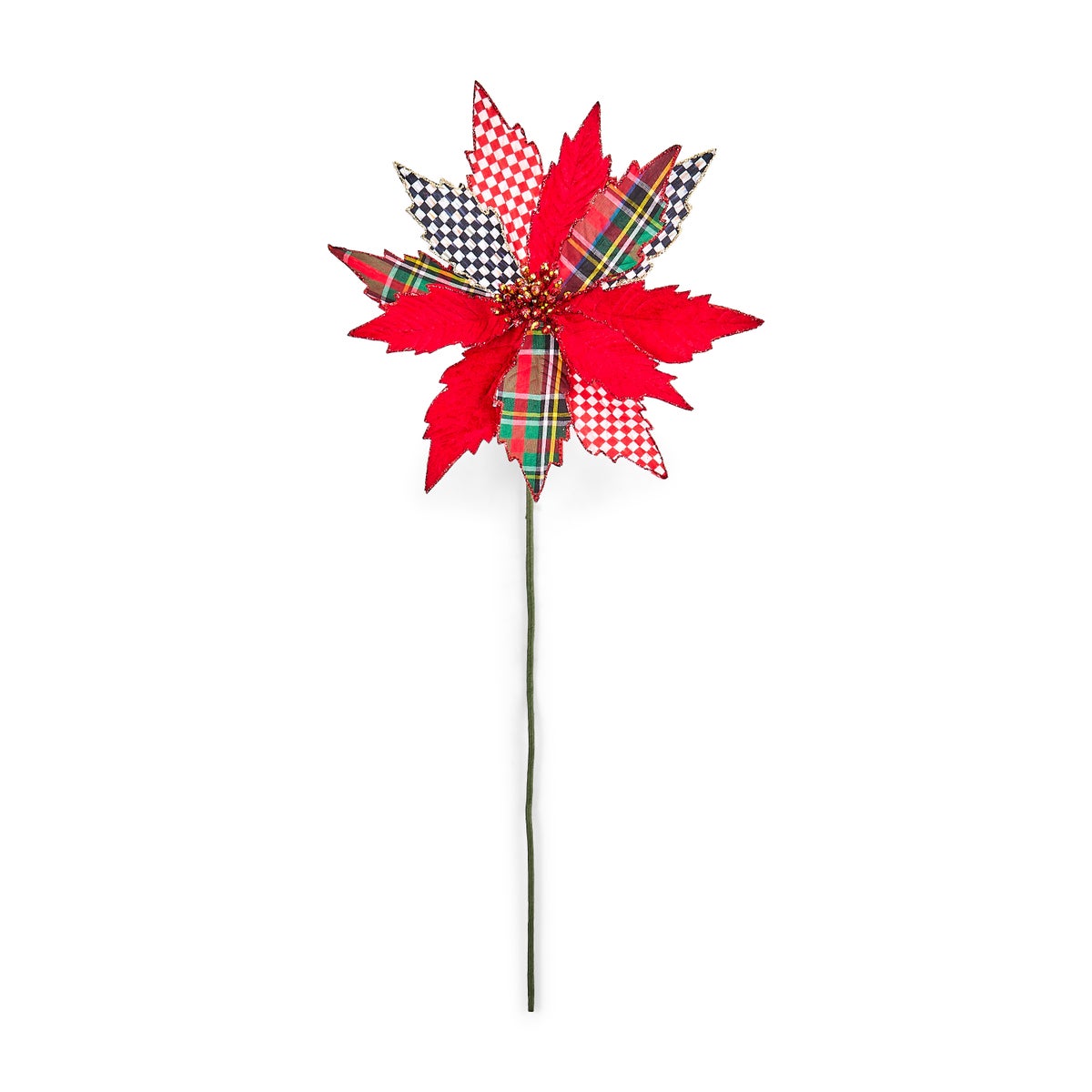 Timeless Tartan Poinsettia Stem