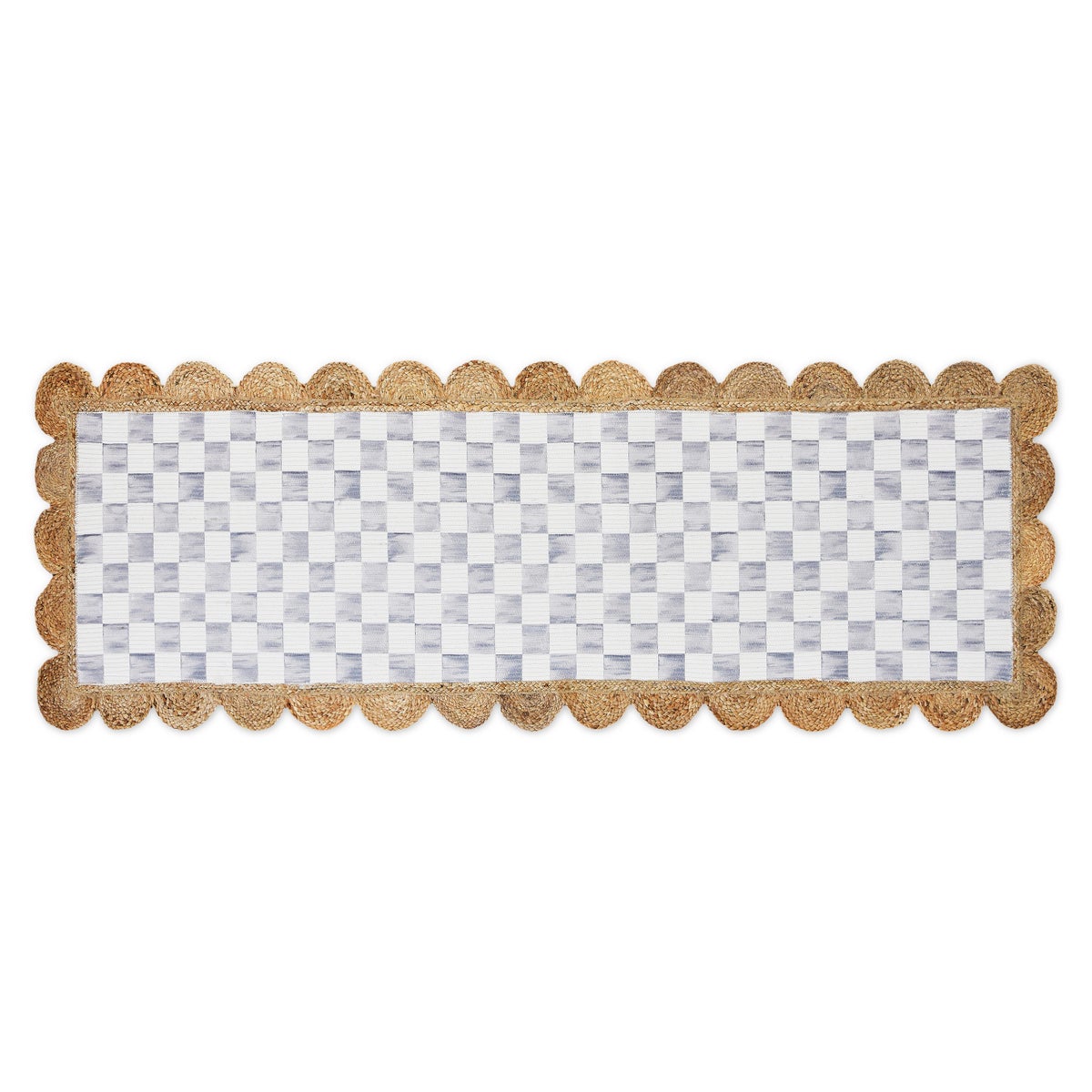 Grey Check with Jute Scallops 2'6" x 7'11" Runner