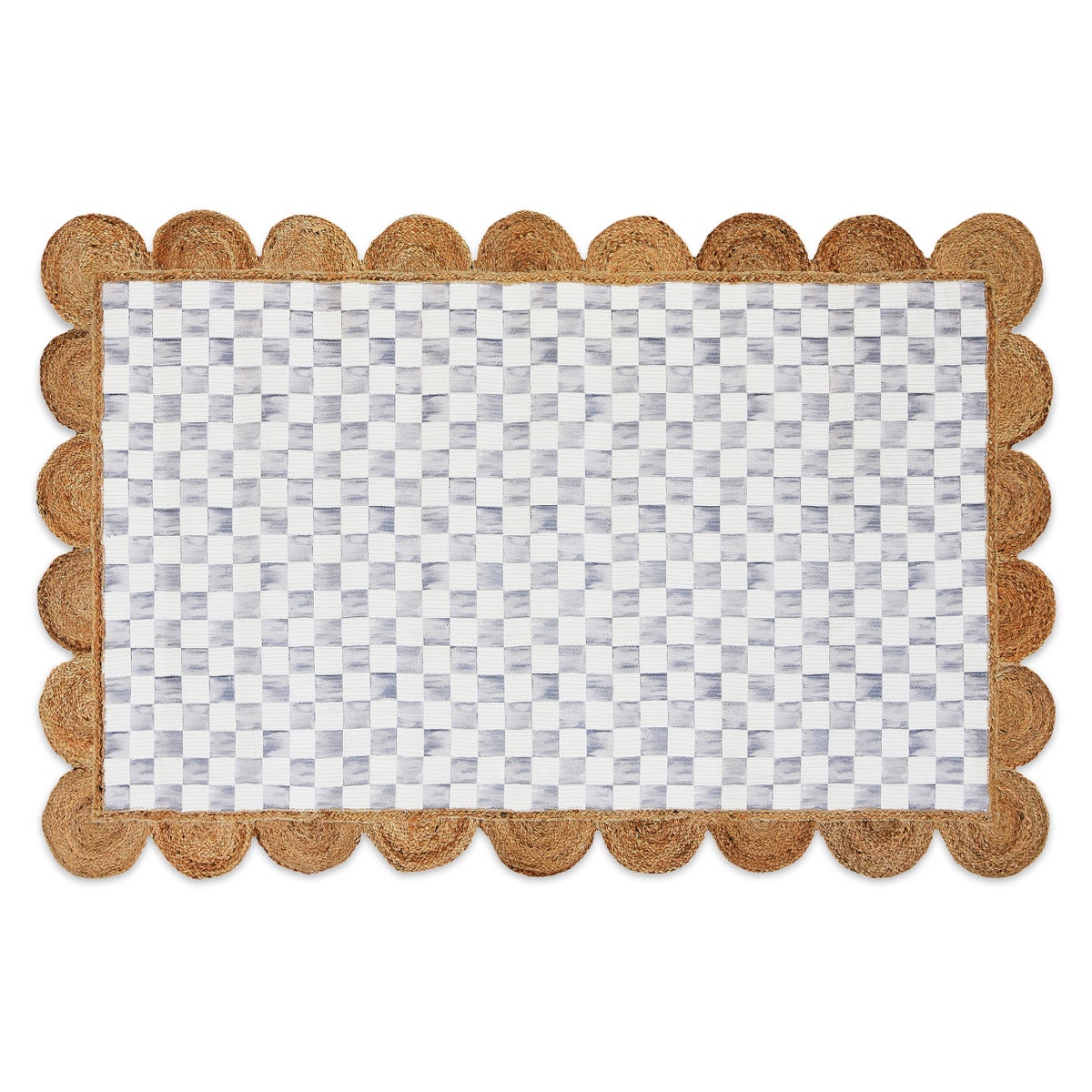Grey Check with Jute Scallops 5' x 7'10.5" Rug
