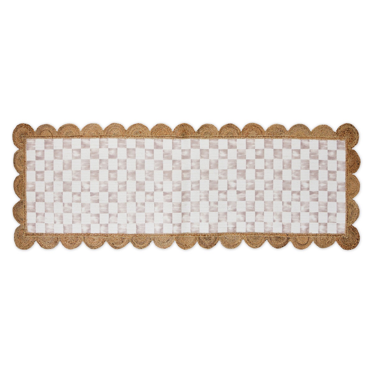 Flax Check with Jute Scallops 2'6" x 7'11" Runner