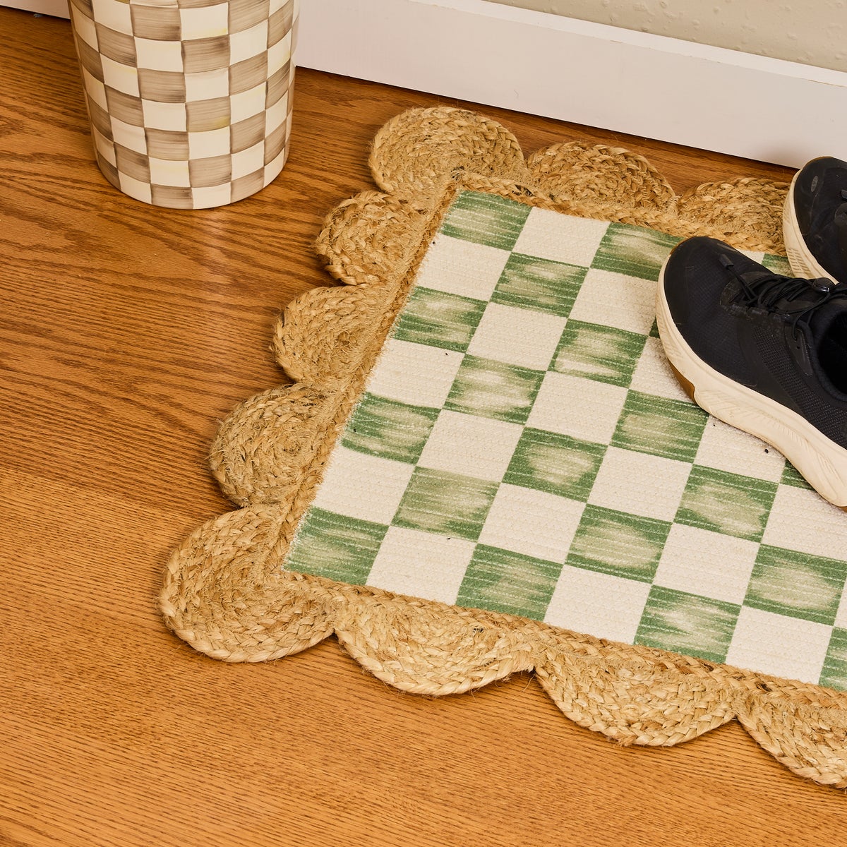Green Check with Jute Scallops 3' x 4'8.5" Rug - Image 2