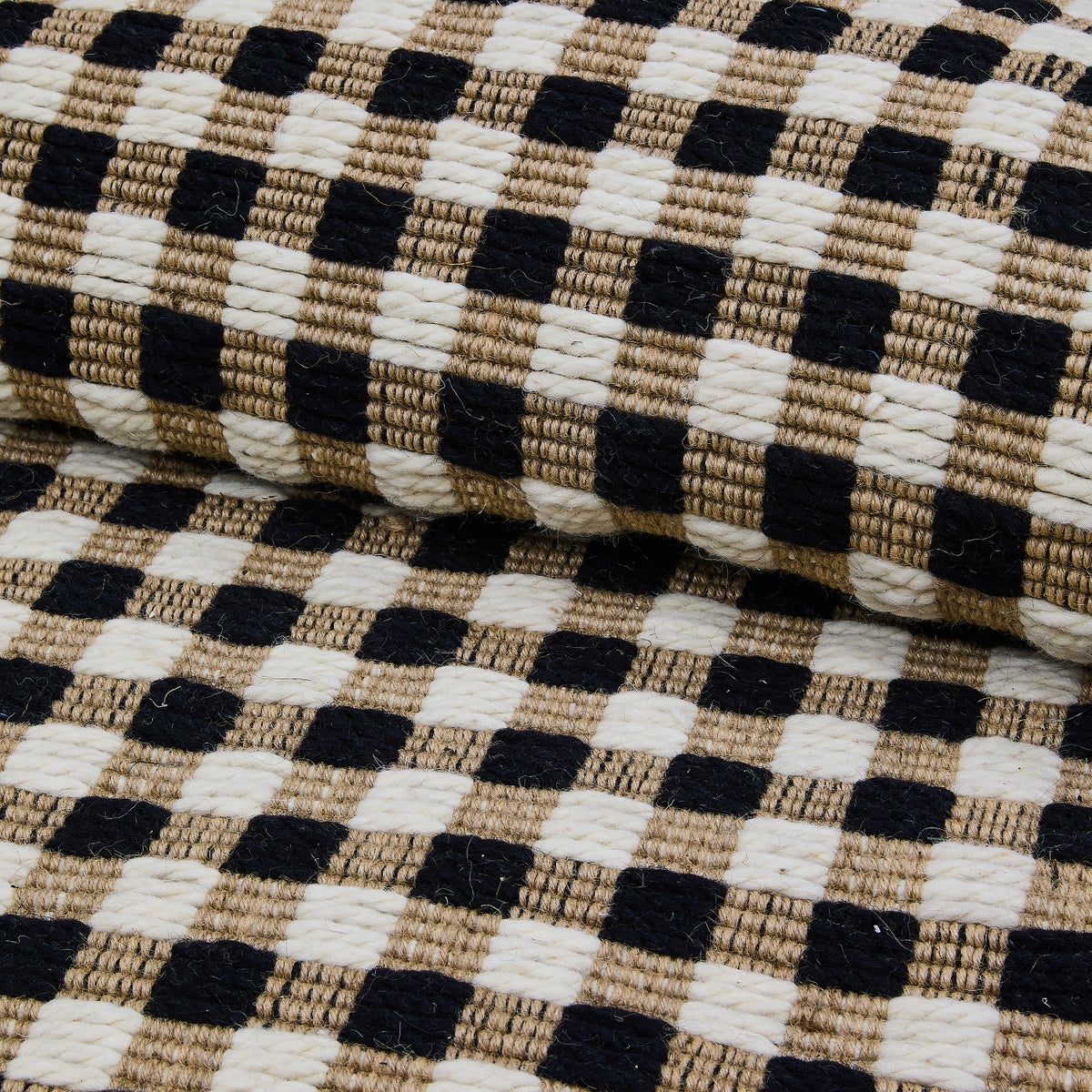 Natural, Black & White Checked 2' x 3' Rug - Image 2