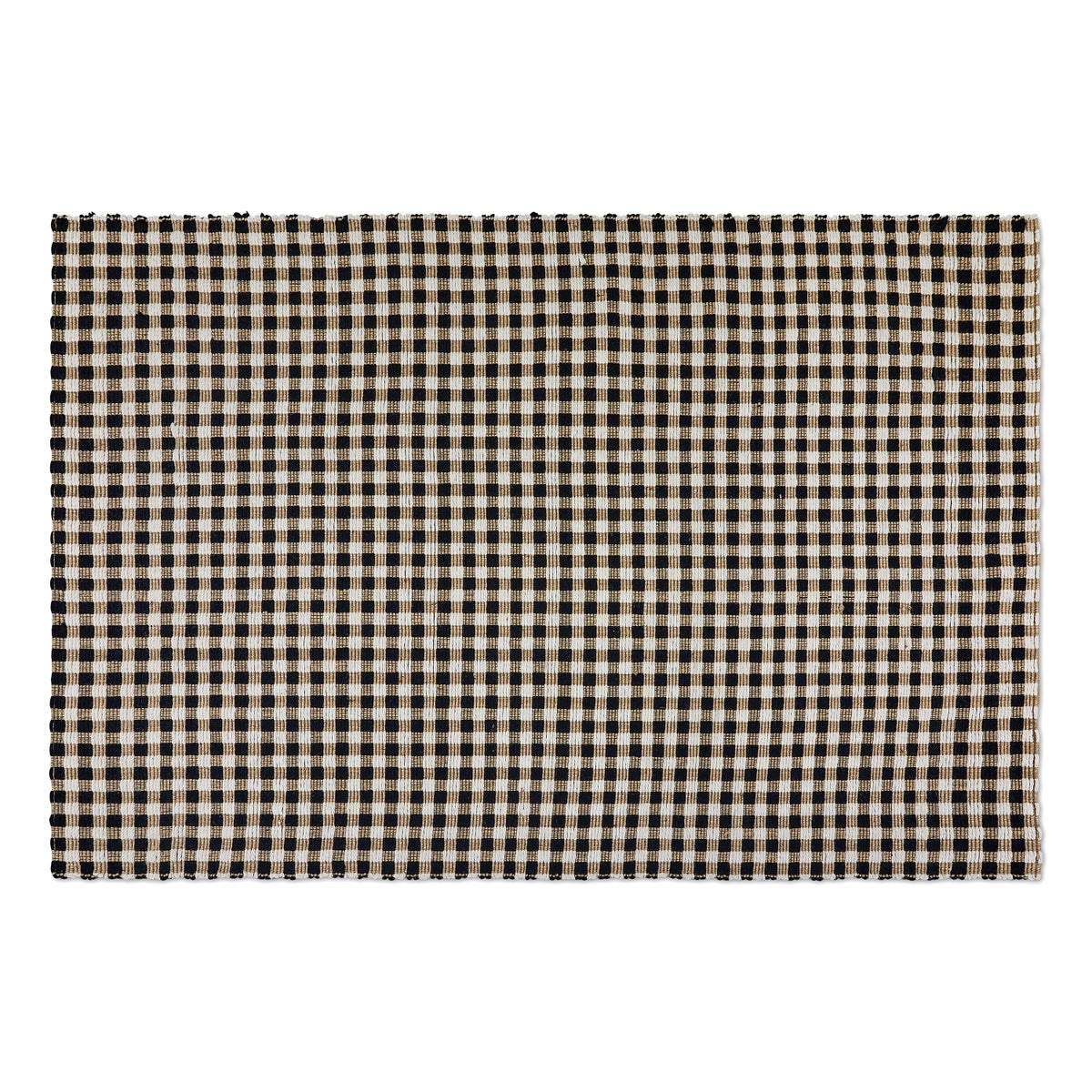 Natural, Black & White Checked 6' x 9' Rug