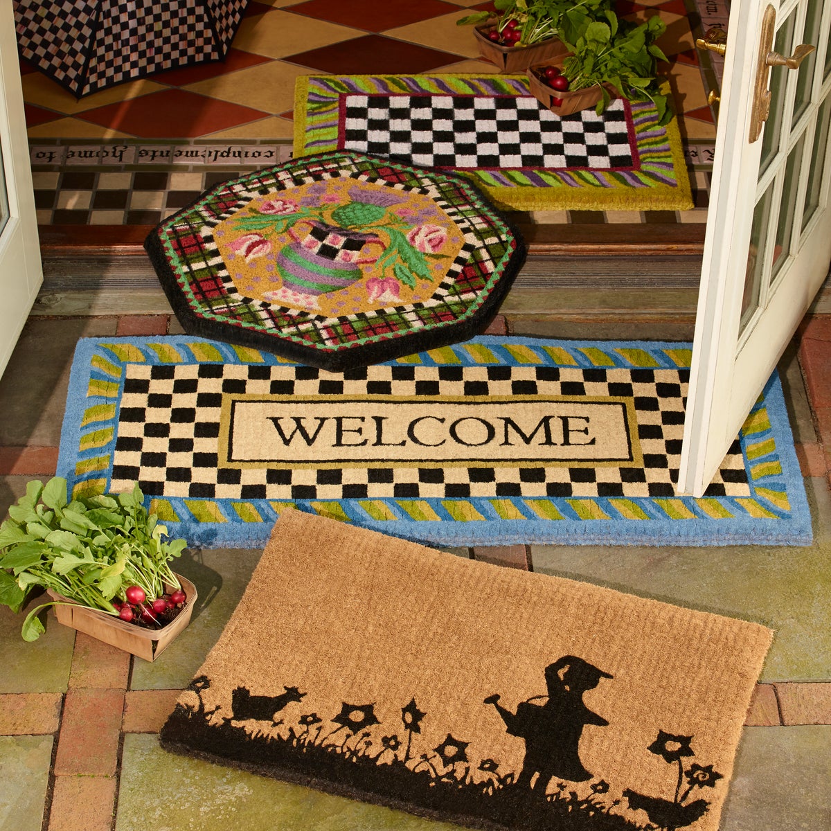 Welcome Periwinkle Double Door Entrance Mat - Image 3