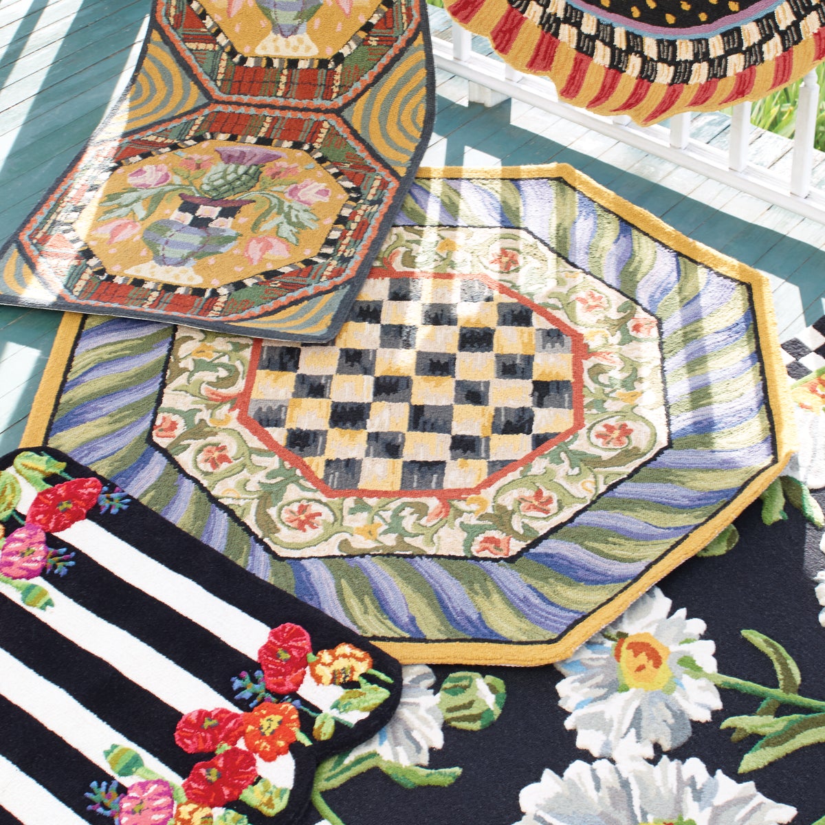 Courtly Check Purple & Green 5' Octagon Rug - Image 2