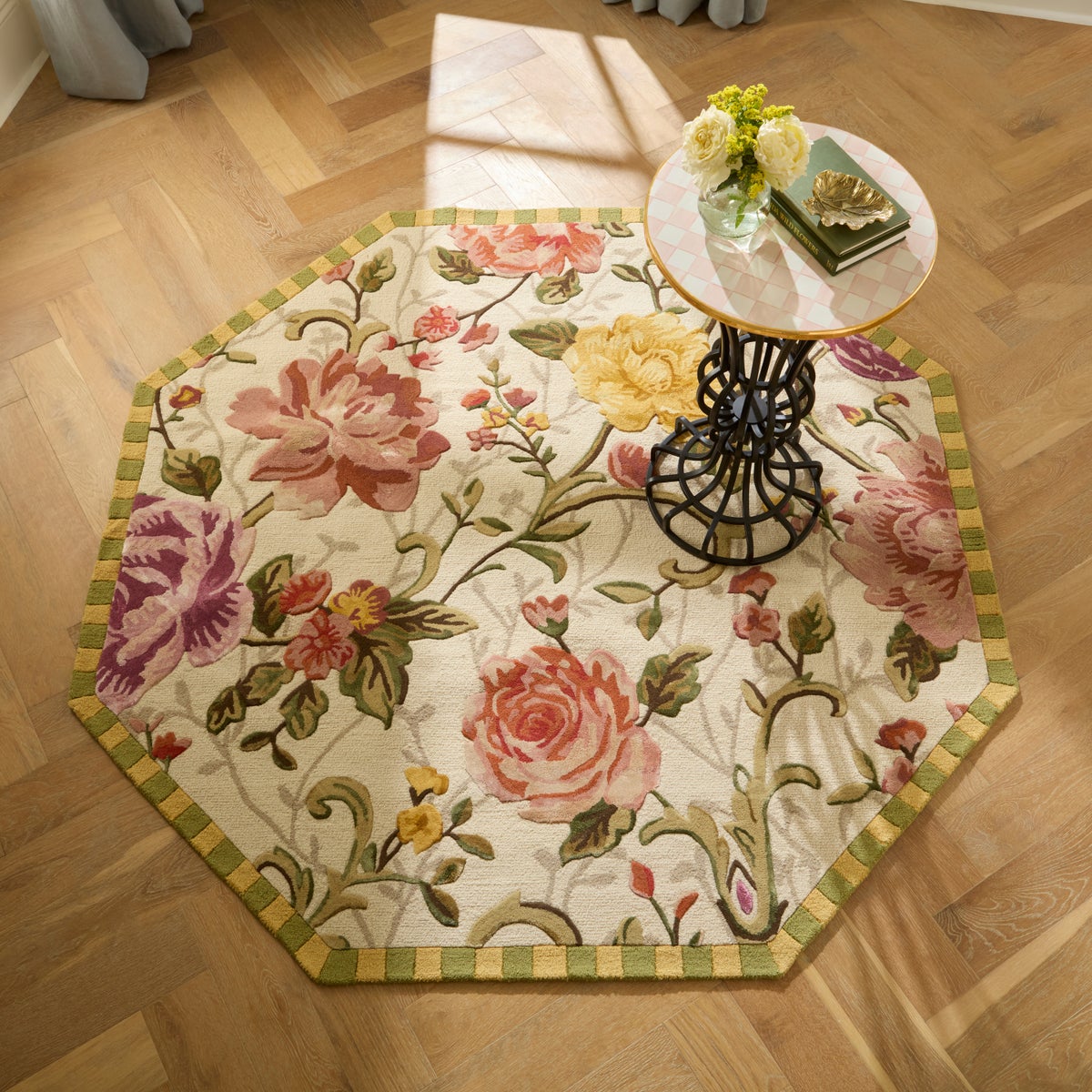 Golden Peonies 6' Octagon Rug - Image 2