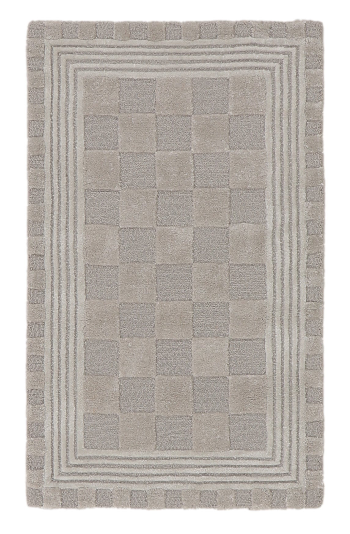 Light Grey Tonal Check 2'3" x 3'9" Rug