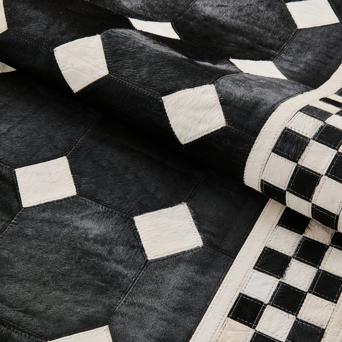 Black Tile Hair on Hide 8' x 10' Rug - Image 3