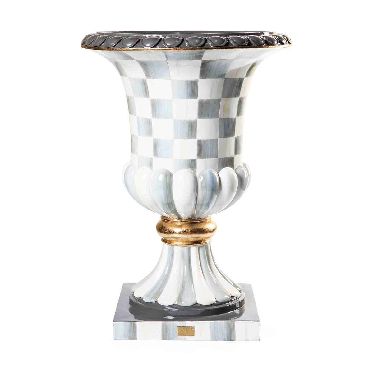Sterling Check Pedestal Urn - Image 4